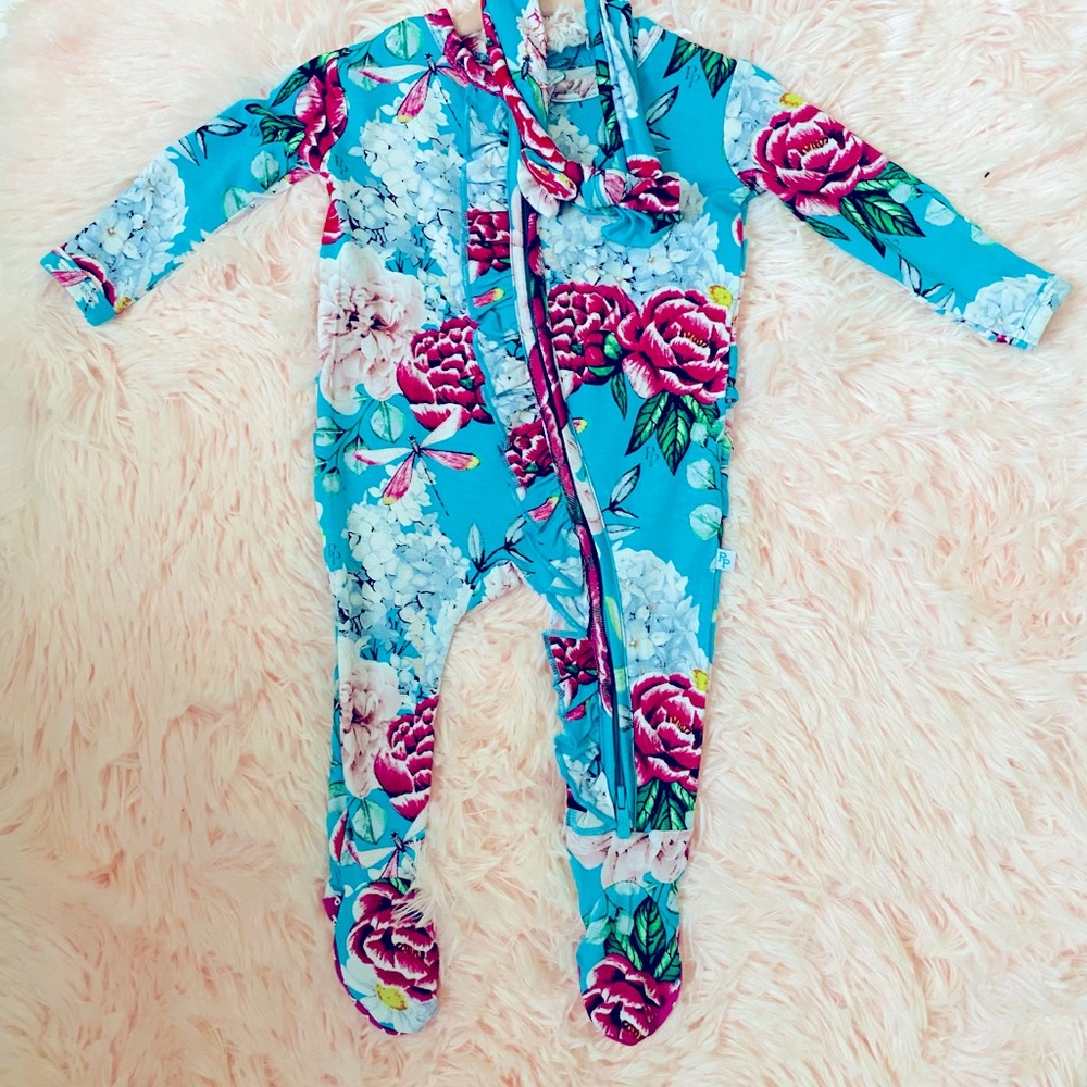 Posh peanut Eloise Footie Ruffle Zipper One Piece